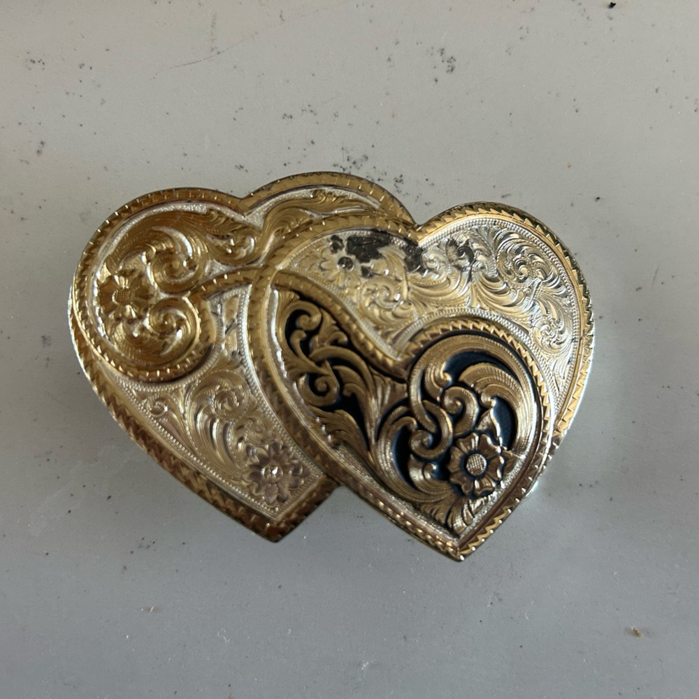 Heart belt buckle and two western belts